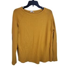 Betsey's Boutique Shop Mustard Elbow Patch Fleece Sweater Women's Size Large